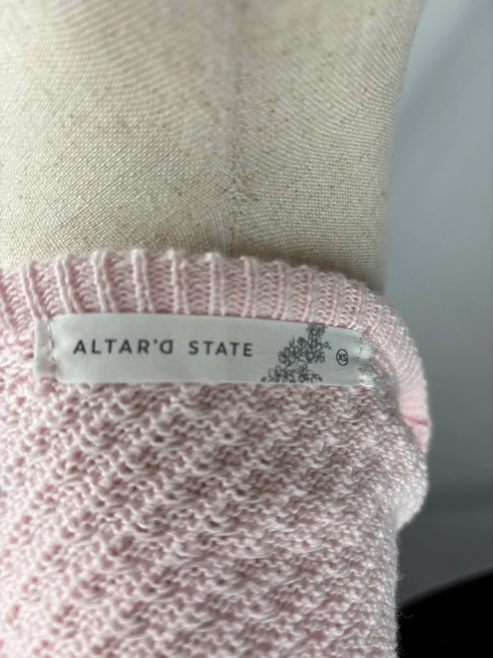 Altar’d State Blush Pink Knit Tie Front Peplum Top XS Boho Feminine - Picture 6 of 6